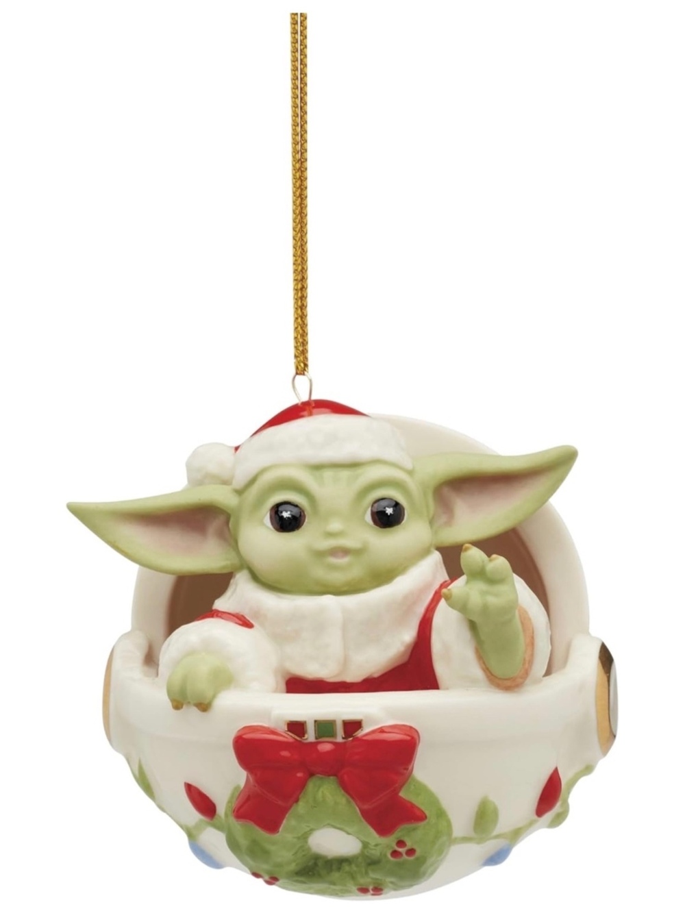 NIB Lenox Grogu Holiday Hover Pram Ornament